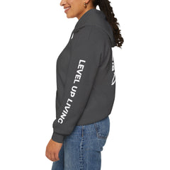 Hoodie — 'Level Up Living' Motivational Pullover (Train Like It Matters Because It Does)