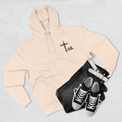 Faith Build Courage Fleece Hoodie — Inspirational Three-Panel Pullover