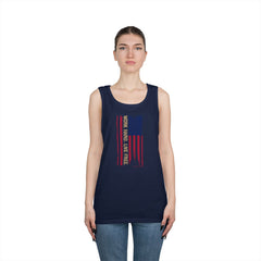 American Flag Distressed Tank Top – Vertical Vintage USA Stripes