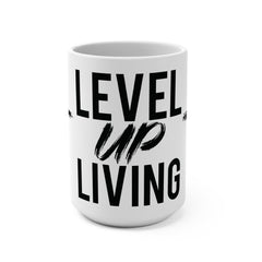 Level Up Living Mug — 15oz Inspirational Christian Cross Coffee Cup