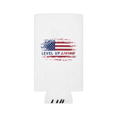 Can Cooler - "Level Up Living" American Flag Drink Koozie