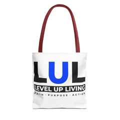 Level Up Living Tote Bag — 'LUL' Inspirational Canvas Tote (Faith · Purpose · Action)