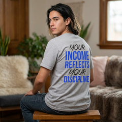 Motivational T-Shirt — “Level Up / Income Reflects Discipline” Inspirational Tee