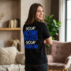 Motivational T-Shirt — “Level Up / Income Reflects Discipline” Inspirational Tee