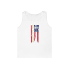 American Flag Distressed Tank Top – Vertical Vintage USA Stripes