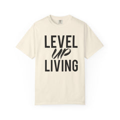 Motivational Tee — “Level Up Living / Finish What You Start” Inspirational Graphic T‑Shirt