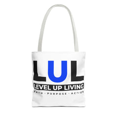 Level Up Living Tote Bag — 'LUL' Inspirational Canvas Tote (Faith · Purpose · Action)