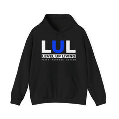 Level Up Living Hoodie — 'LUL' Motivational Pullover (Front Logo, Back ‘Average Is A Choice’)